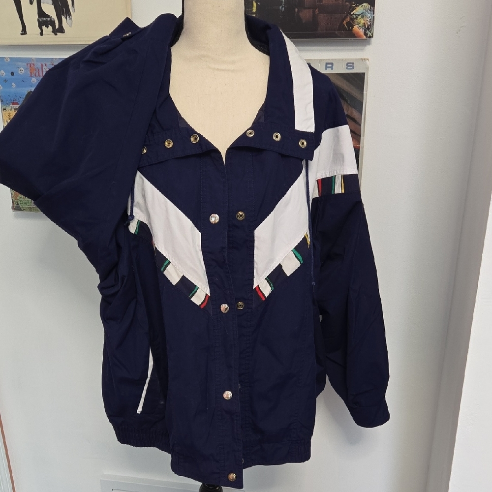 Vintage Out Brook Blue and White Lightweight Jacket
